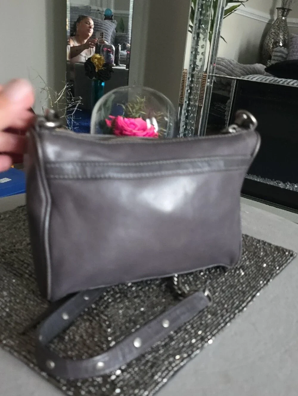 Rebecca Minkoff Gray Leather Crossbody with Chain Strap